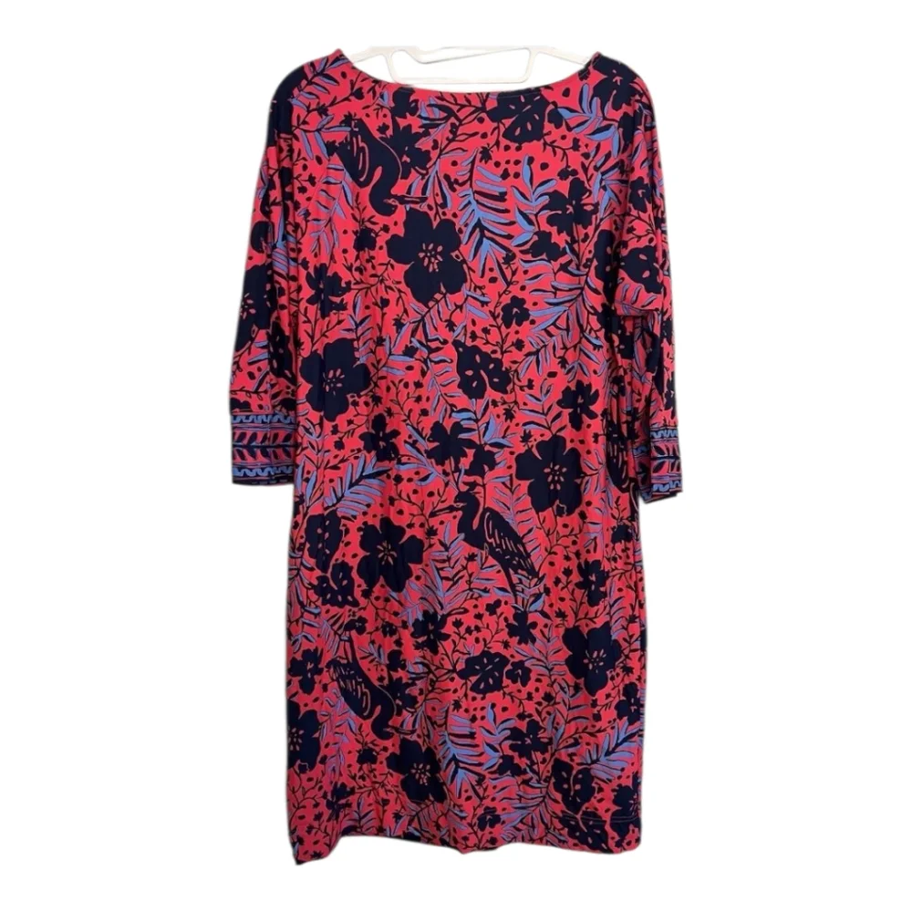 Lilly Pulitzer Chilly Lilly Braedyn SPF 50 Floral Red and Blue Dress Medium EUC - Picture 5 of 6